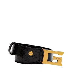 Guess Men Black Polyurethane Textured Adjustable Belt with Pin Buckle image 3
