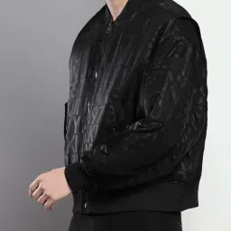 Calvin Klein Black Regular Fit Printed Bomber Jacket image 3