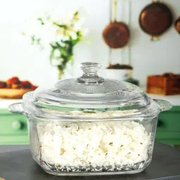 Goodhomes Transparent Glass Baking Serving Pot With Lid (1.55 L) image 2
