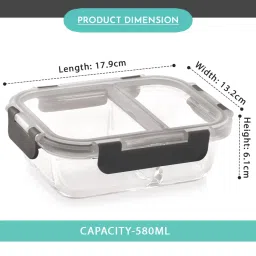 MAGNUS Solid Grey Borosilicate 580ml Rectangle Container image 3