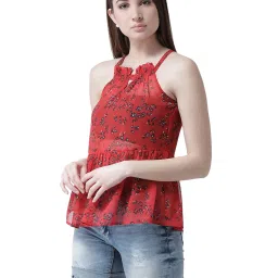 KASSUALLY Red Floral Print Peplum Top image 3