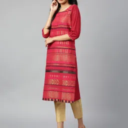 Aurelia Pink Regular Fit Geometric Kurta image 3