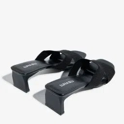 LUNA BLU by Westside Black Knitted Heel Sandals image 3