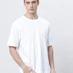 Kryptic White Relaxed Fit Printed Oversized Crew T-Shirt image 3