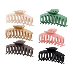 KHANBAGSTORE Women Set of 6 Plastic Big Hair Claw Clip-image-30