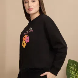 Sweet Dreams Black Regular Fit Solid Sweatshirt image 3