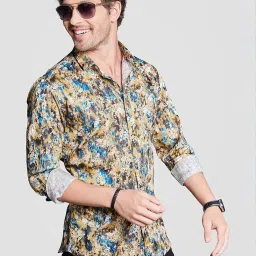 Almaty Multicolored Cotton Slim Fit Printed Shirt image 3