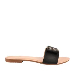 Shoetopia Kids Black & Beige Casual Slides image 3