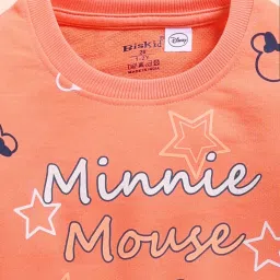BISKID GIRLS Orange Cotton Printed Sweatshirt image 3