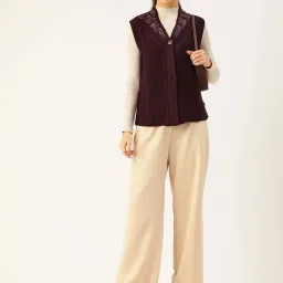 Apsley Wine Embroidered Cardigan image 3