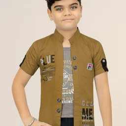 FASHION GRAB Boys Typography Printed Pure Cotton Slim Fit Shirt-picture-31