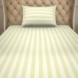 Spaces Skyrise Stripes Ivory 210 TC Cotton Single Bedsheet With 1 Pillow Covers image 3