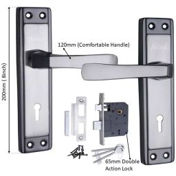 Atom Iron Black Door Handle Lock Set, MH-607-KY-BS-08-picture-27