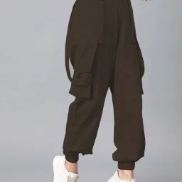 Kotty Brown Cotton Plain Trousers image 3