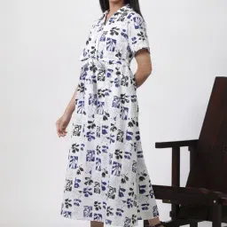 W White Cotton Printed Maxi Dress image 4