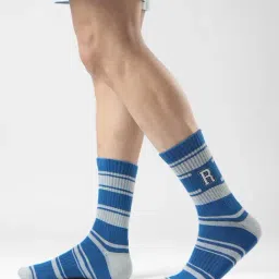 The Souled Store Blue Embroidered Regular Fit Socks-image-0