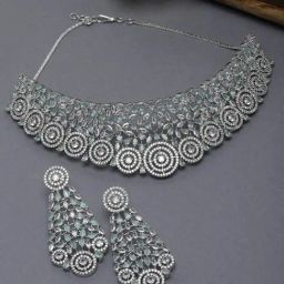 Zeneme Rhodium Plated AD Studded Jewellery Set-picture-11