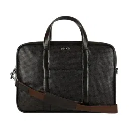 Eske Brown Adler Textured Small Leather Briefcase-image-13