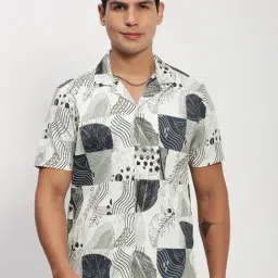showoffff Showoff Beige Cotton Relaxed Fit Floral Print Shirt-picture-26