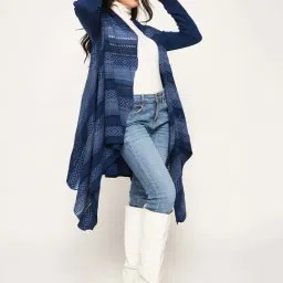 Club York Blue Self Pattern Long Shrug image 3