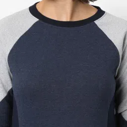 Campus Sutra Blue Cotton Color-Block Sweatshirt image 5