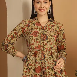 Merira Women Floral Jaipuri Printed Shirt Collar Cotton Shirt Style Top-image-27