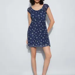 Ginger By Lifestyle Mid Blue Regular Fit Printed Dress image 4