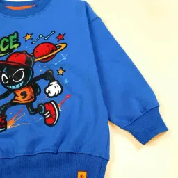 Kiddopanti Boys Royal Blue Printed Regular Fit Sweatshirt image 3