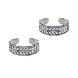 Taraash Leaf 92.5 Sterling Silver Toe Ring - Set of 2-image-64