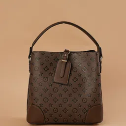 Ginger by Lifestyle PU Structured Shoulder Bag with Cut Work image 1