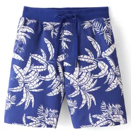 Pine Kids Terry Above Knee Length Shorts Trees Print - Blue-image-18