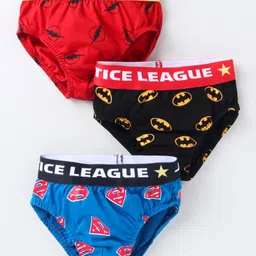 Bodycare Cotton Knit Briefs Text Superman & Batman Print Pack of 3 - Red Blue & Black-image-49