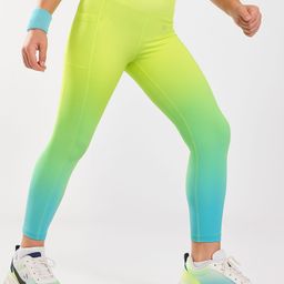 Pine Active Knit Full Length Super Stretch Leggings With Ombre Effect - Light Green & Light Blue-picture-23