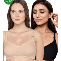 Inner Sense Organic Cotton Pack Of 2 Solid Antimicrobial Soft Feeding Bras - Multi Colour-picture-39
