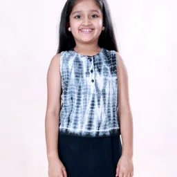 Kiddopanti Rayon Woven Sleeveless Tie Dye Top - Black-picture-15