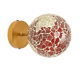 SOMIL Red & White Textured Glass Spherical Shaped Wall Lamp image 5