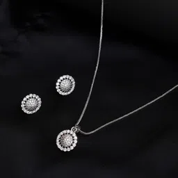 Mali Fionna Silver Plated CZ Studded Pendant Set-picture-22
