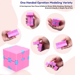 Aditi Toys Infinity Cube Fidget Toy Stress Relieving Fidgeting Game for Kids and Adults, Durable ABS Plastic Safe Material Sensory Toys, Unique Gadget for Anxiety Relief Easy to Carry, Above 3+ Age (Pink) image 2