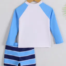 Mark & Mia Full Raglan Sleeves Two Piece Swimsuit With Crocodile Print - Light Blue image 2