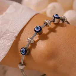 MEENAZ Set Of 2 Silver-Plated Stainless Steel American Diamond Kada Bracelet image 5