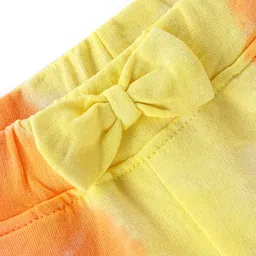 Babyhug Cotton Looper Knit Mid Thigh Bow Applique Tie & Dye Shorts - Multicolour image 3
