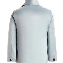 Rikidoos Full Sleeves Solid Shirt With Floral Embroidered Waistcoat Blazer Pant & Tie Set - Sea Green & Black image 3