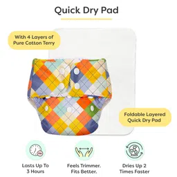 BASIC for Baby Reusable Cloth Diapers for Babies l Adjustable & Washable l 3M - 3Y l Rash Free Diaper - Peach Geometric image 3