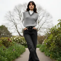 glitchez Contrast V-Neck Ribbed Sweater Vest image 5