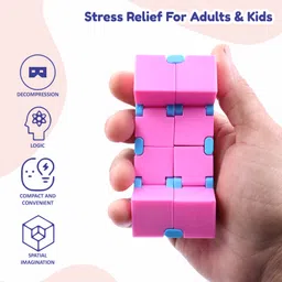 Aditi Toys Infinity Cube Fidget Toy Stress Relieving Fidgeting Game for Kids and Adults, Durable ABS Plastic Safe Material Sensory Toys, Unique Gadget for Anxiety Relief Easy to Carry, Above 3+ Age (Pink) image 4