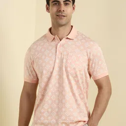 Allen Solly Ethnic Motifs Printed Polo Collar Pure Cotton T-shirt-picture-54