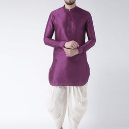 DEYANN Men Purple & Off-White Solid Kurta with Patiala-picture-17