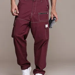 The Roadster Life Co. Men Relaxed Fit Pure Cotton Cargo Trousers-picture-15