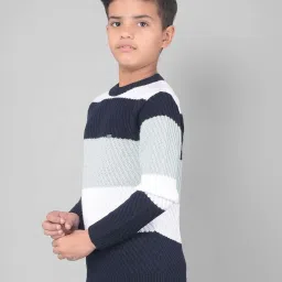 Crimsoune Club Kids Multicolor Color Block Full Sleeves Sweater image 3