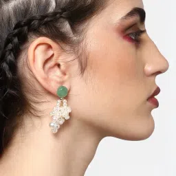 Sohi Gold Plated Party Designer Stone Drop Earrings image 3